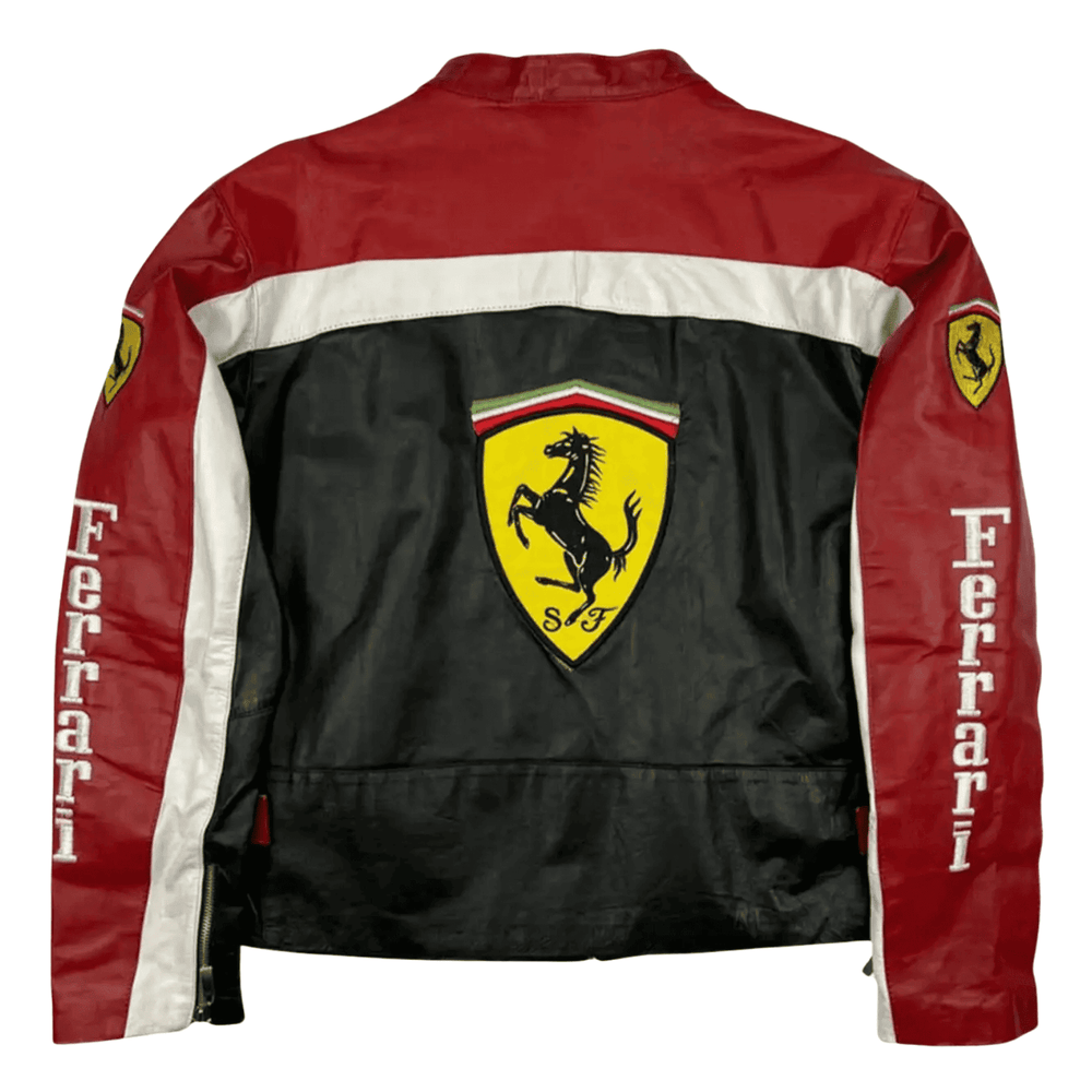 Ferrari F1-Inspired Men’s Black Leather Racing Jacket image 1