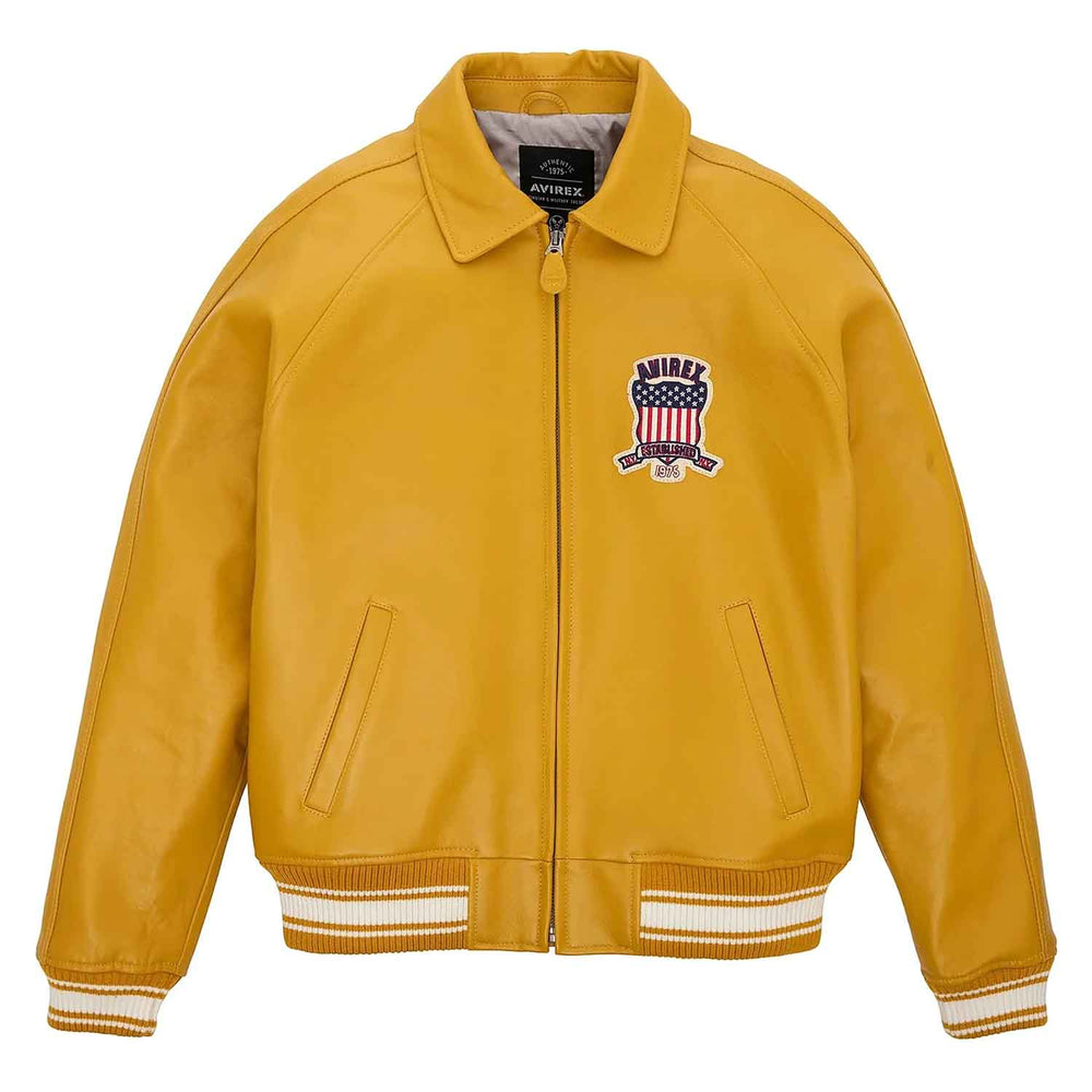 Avirex Iconic Bomber Yellow Leather Jacket image 0
