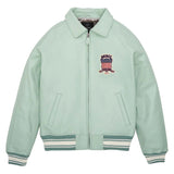 Avirex Iconic Light Green Leather Bomber Jacket image 0