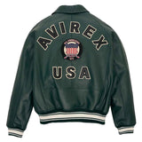 Avirex Iconic Dark Green Leather Bomber Jacket image 1