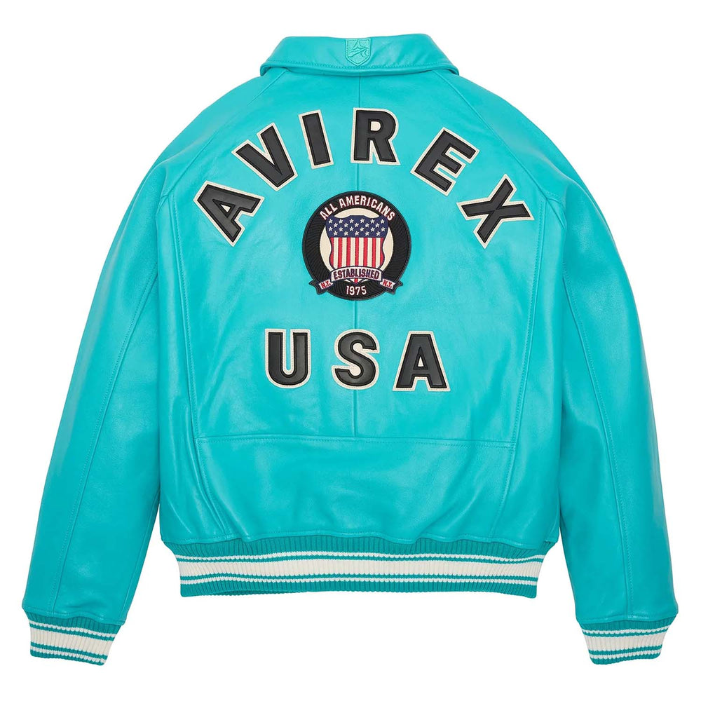 Avirex Iconic Turquoise Leather Bomber Jacket image 1