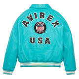 Avirex Iconic Turquoise Leather Bomber Jacket image 1