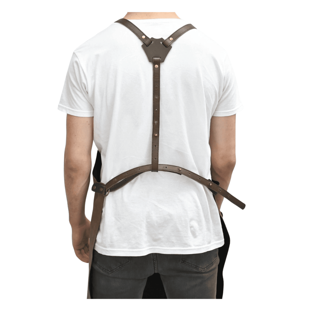 Handmade Vegetable-Tanned Leather Crossback Apron for Chef &amp; BBQ image 4