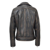 Women’s Vintage Black Nappa Leather Biker Jacket – Cross Zip Moto Jacket image 1