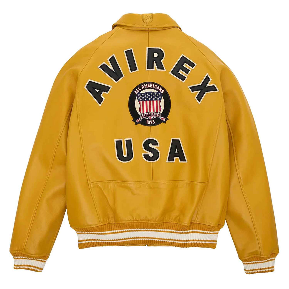 Avirex Iconic Bomber Yellow Leather Jacket image 1