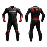 Ducati-Inspired Black One-Piece Leather Motorcycle Racing Suit image 0