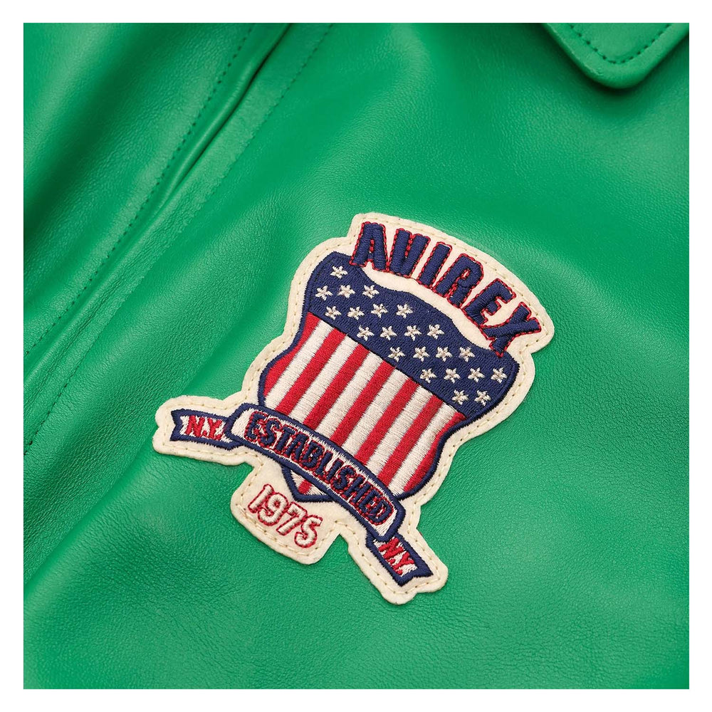 Avirex Classic Green Leather Bomber Jacket image 2