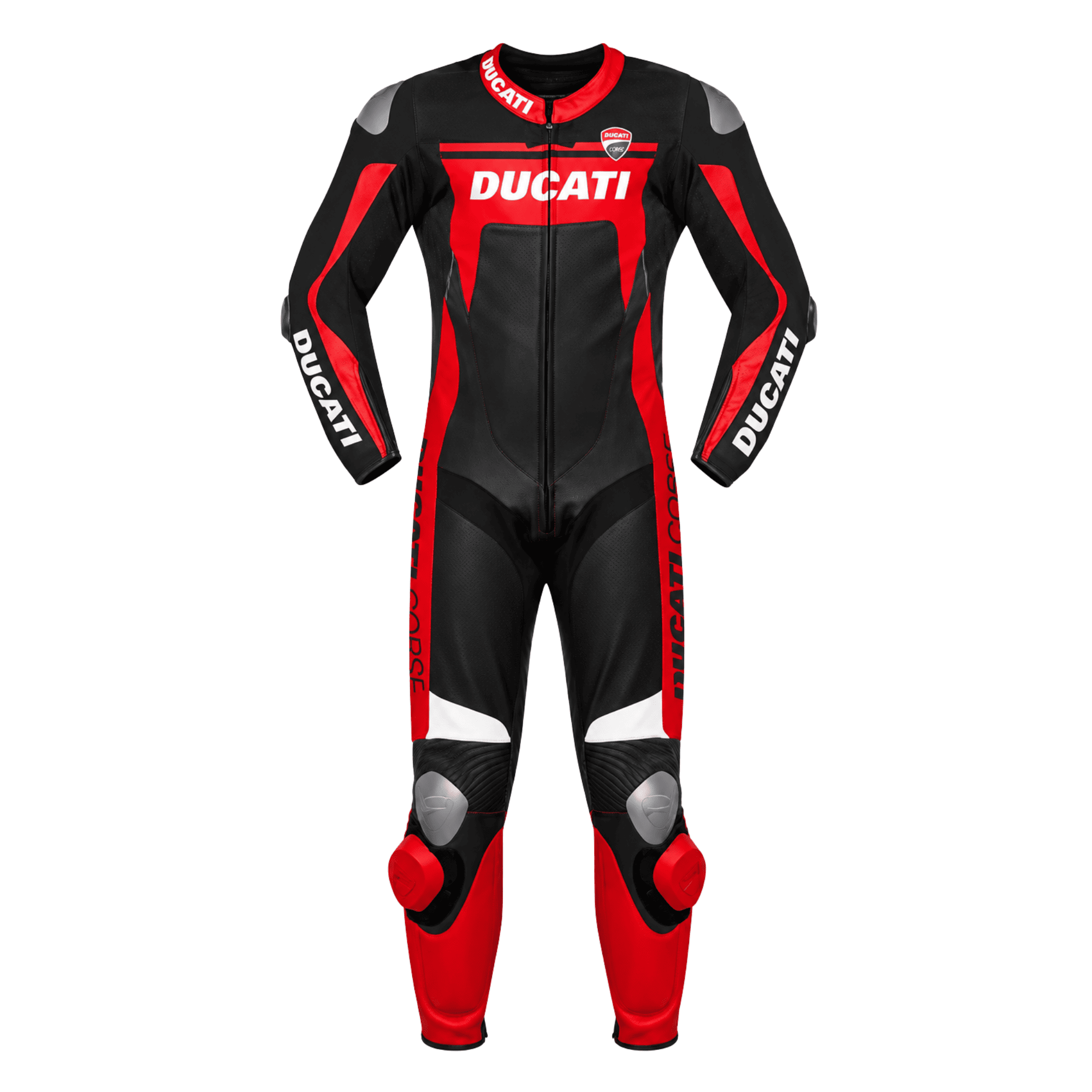 Ducati Corse Style Motorcycle Racing Leather Suit Black Red CE Armor Motorbike Suit 1 Ducati Corse Style Motorcycle Racing Leather Suit Black Red CE Armor Motorbike Suit - image 1